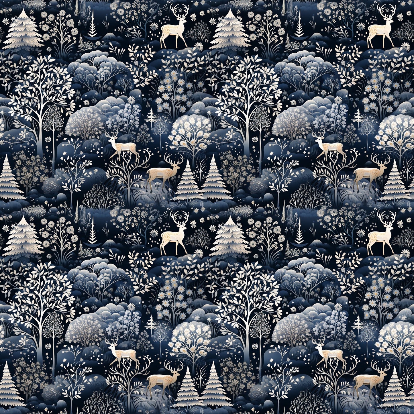 Delft Blue Winter Pattern 6 Quilting Cotton Fabric