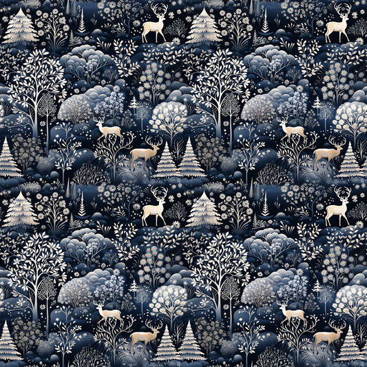 Delft Blue Winter Pattern 6 Quilting Cotton Fabric