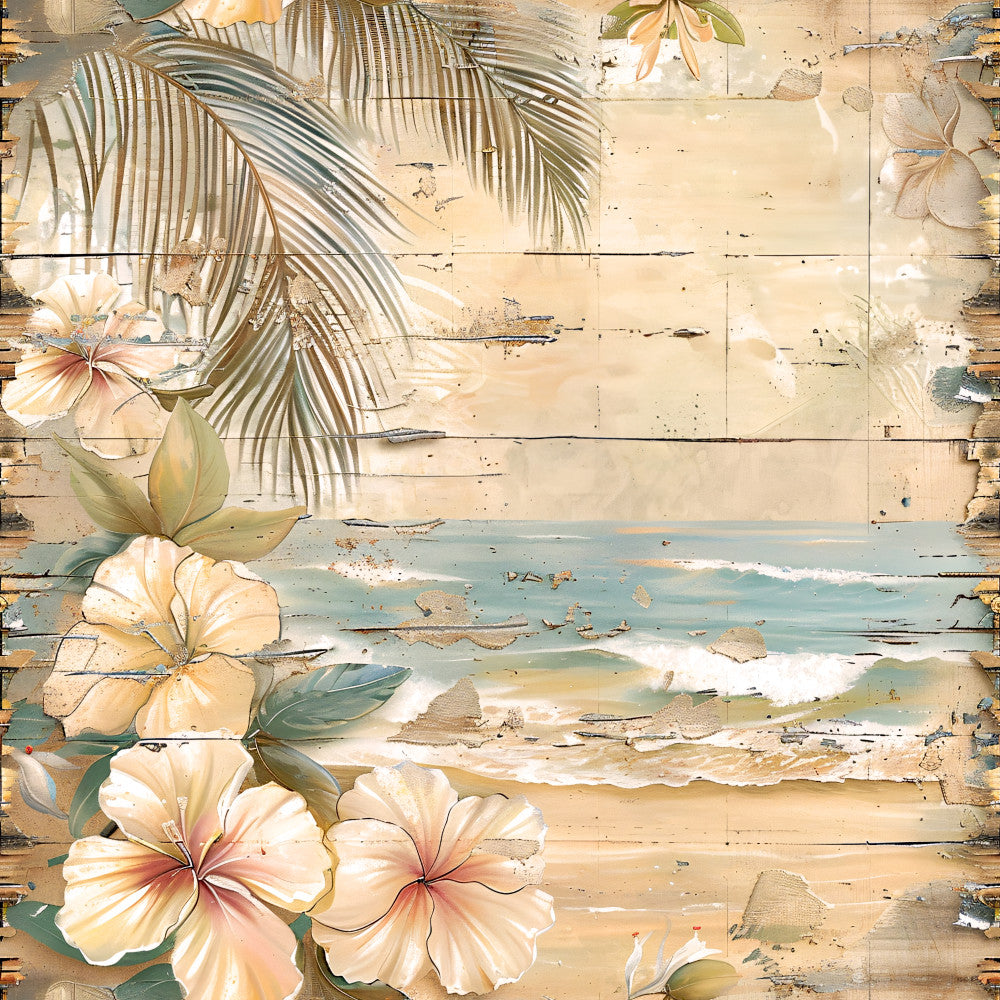 Tropical Beach Scenes Fabric Panel 3