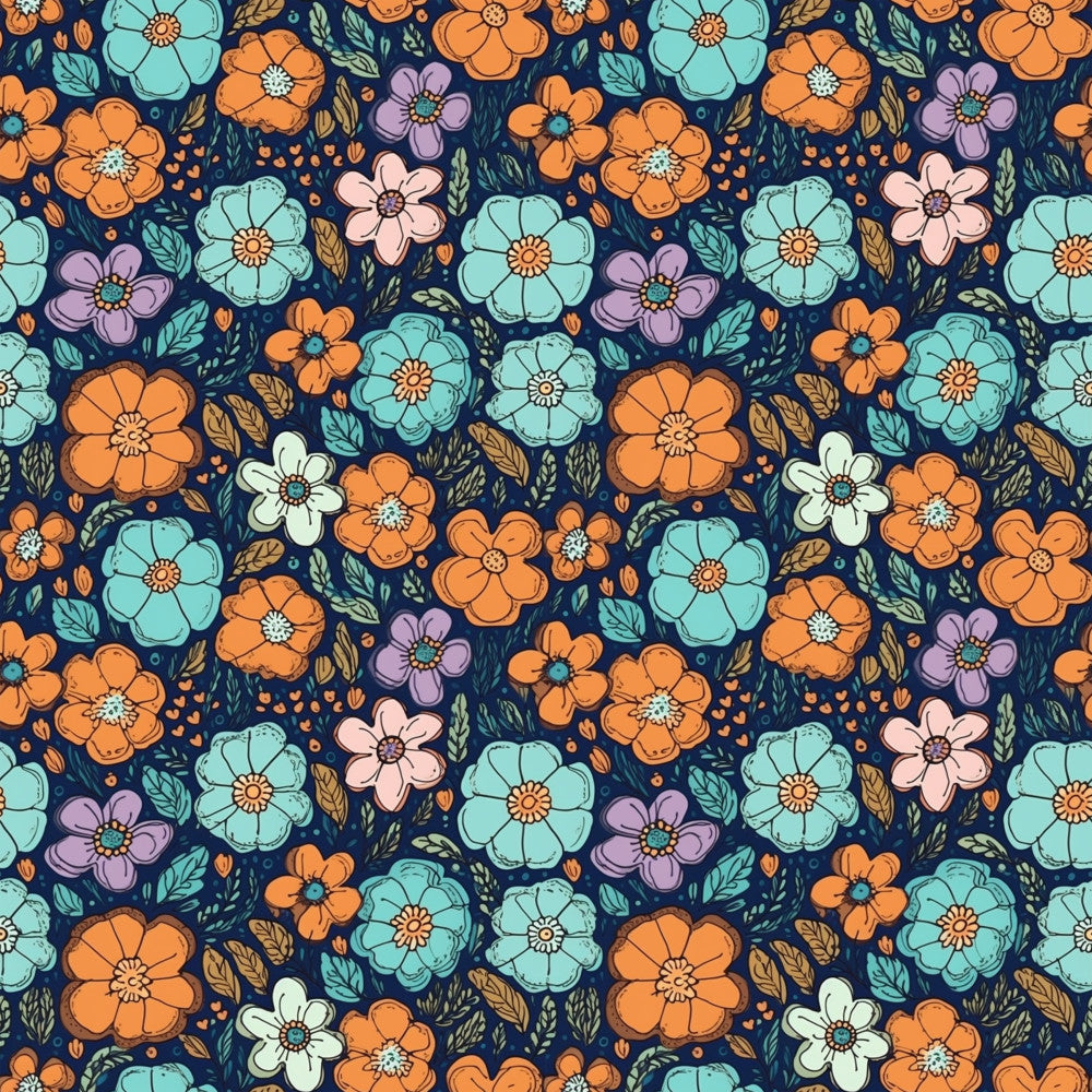 Tangerine Teal Reverie Pattern 1 Minky Fabric