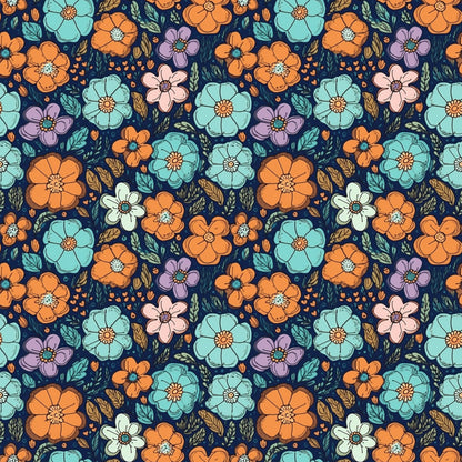 Tangerine Teal Reverie Pattern 1 Minky Fabric