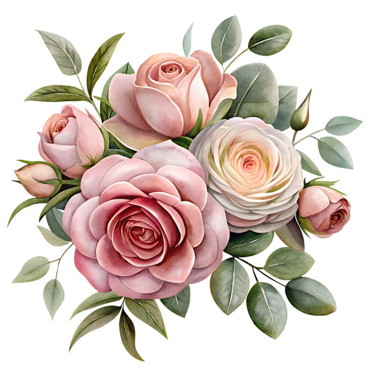 Watercolor Flower Bouquets Fabric Panel 20