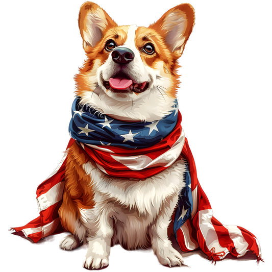 Dogs with American Flag Fabric Panel 25