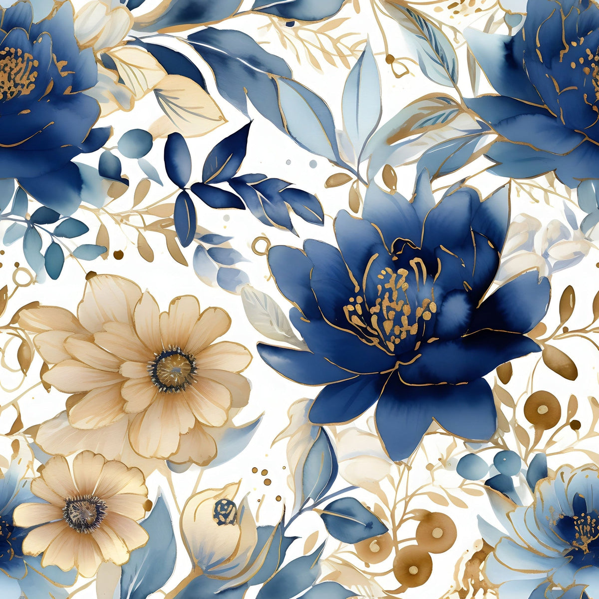 Gilded Indigo Pattern 5 Minky Fabric