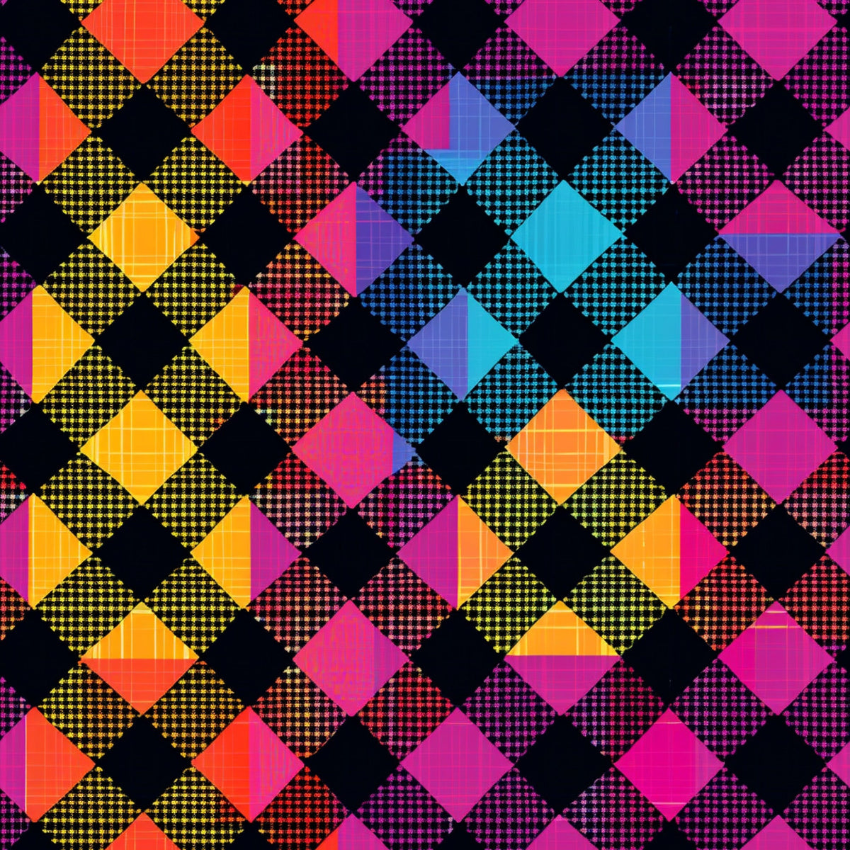 Electric Plaid Pattern 18 Minky Fabric