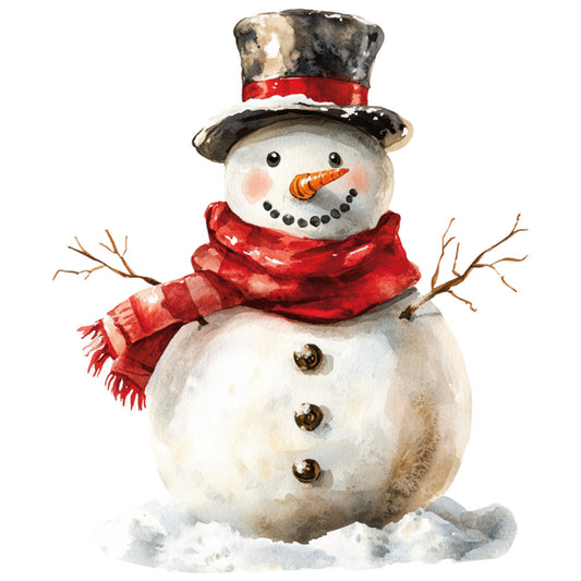 Watercolor Christmas Snowman Fabric Panel 16