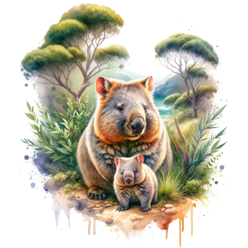 Australian Wombats Fabric Panel 1