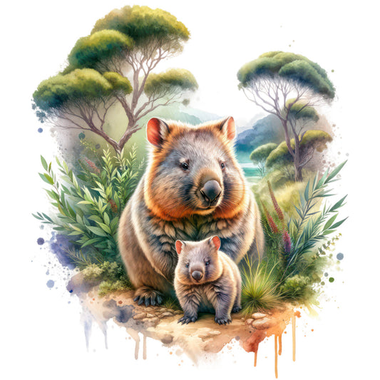 Australian Wombats Fabric Panel 1