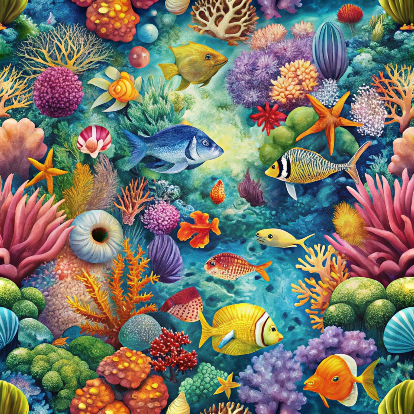 Magical Sea Pattern 23 Quilting Cotton Fabric