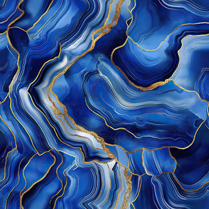 Royal Blue and Gold Agate Pattern 23 Minky Fabric