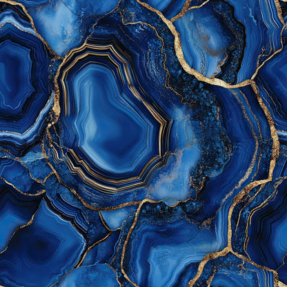 Royal Blue and Gold Agate Pattern 32 Minky Fabric
