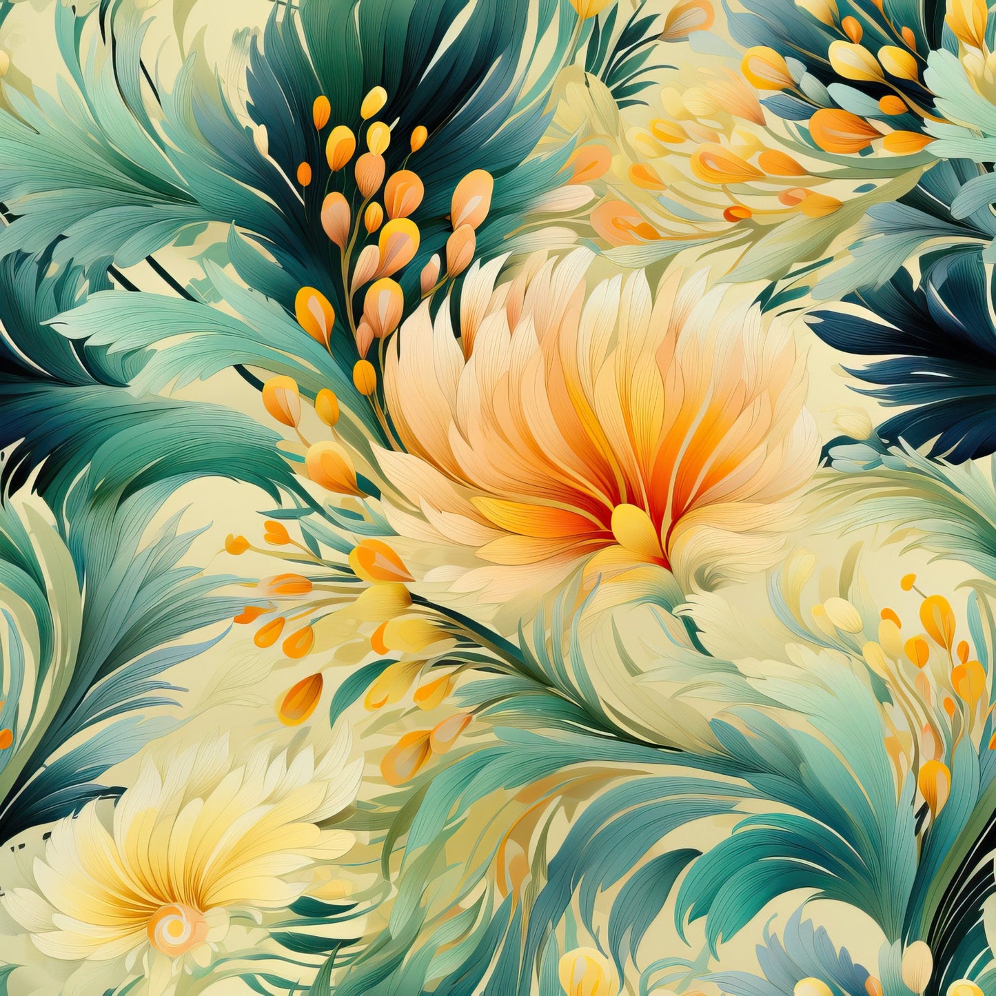Tropical Autumn Pattern 3 Quilting Cotton Fabric