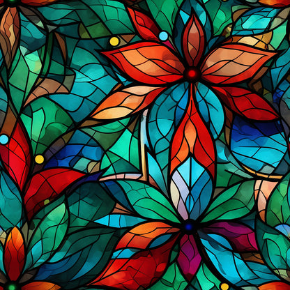 Stained Glass Christmas Pattern 1 Quilting Cotton Fabric