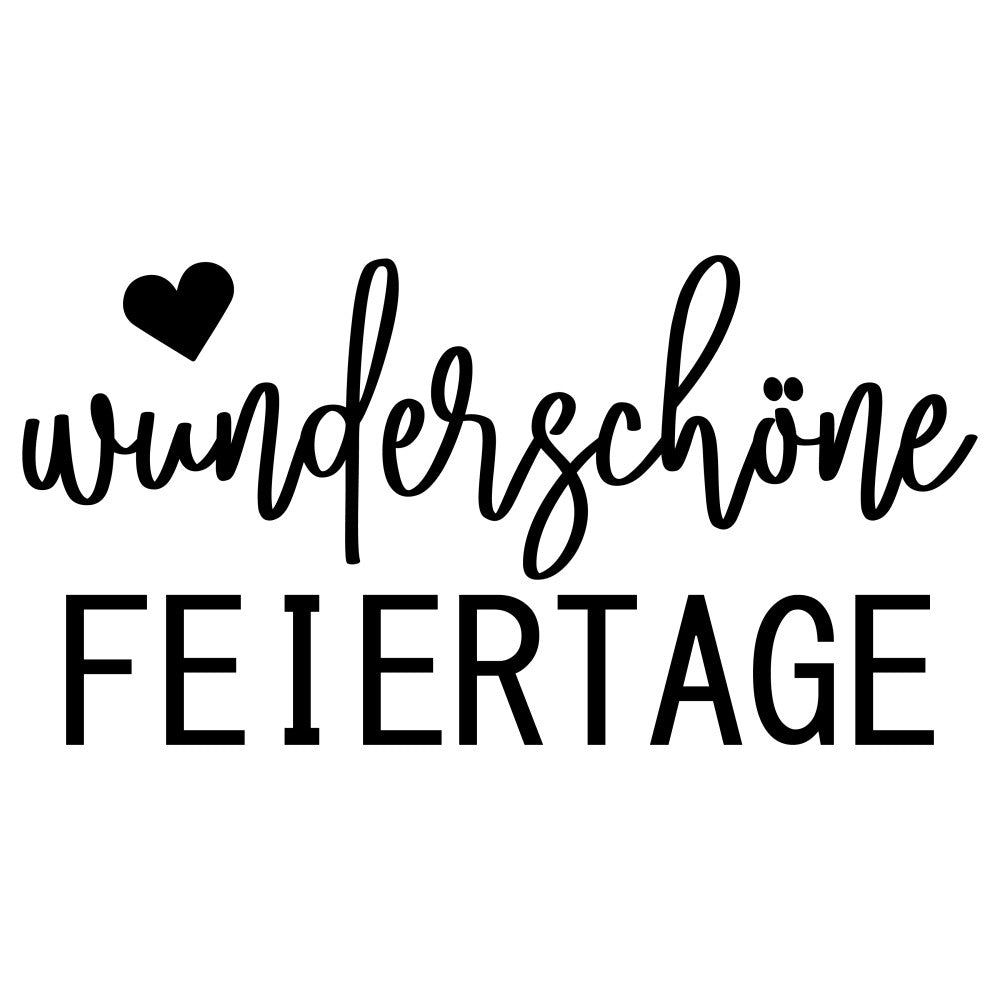 black heart, script lettering, german text, wunderschöne feiertage, white background, cursive font, holiday theme, monochrome design, fabric panel, quilting cotton, minimalist style, european language, celebration message, black and white, handwritten style, festive greeting, clean design, simple layout, text panel, craft fabric