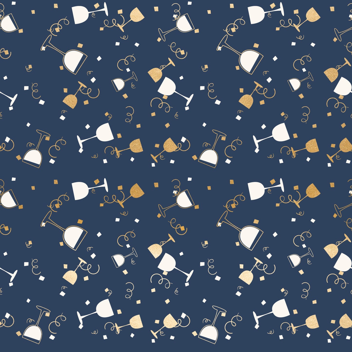 Navy and Gold Celebration Pattern 4 Quilting Cotton Fabric