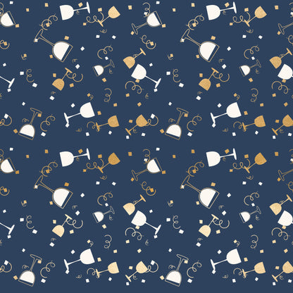 Navy and Gold Celebration Pattern 4 Quilting Cotton Fabric