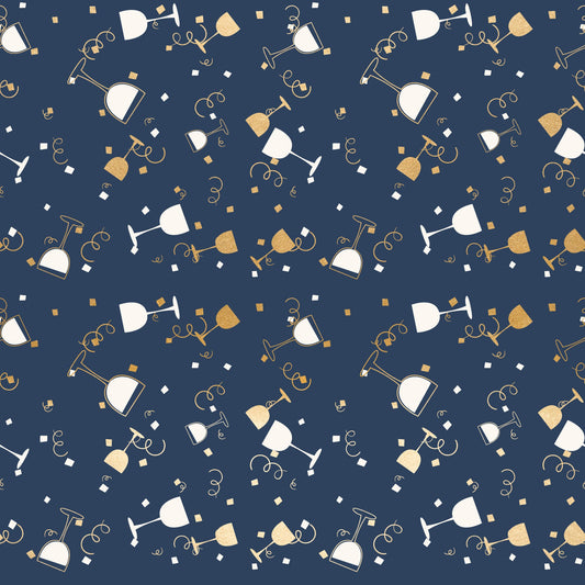 Navy and Gold Celebration Pattern 4 Quilting Cotton Fabric