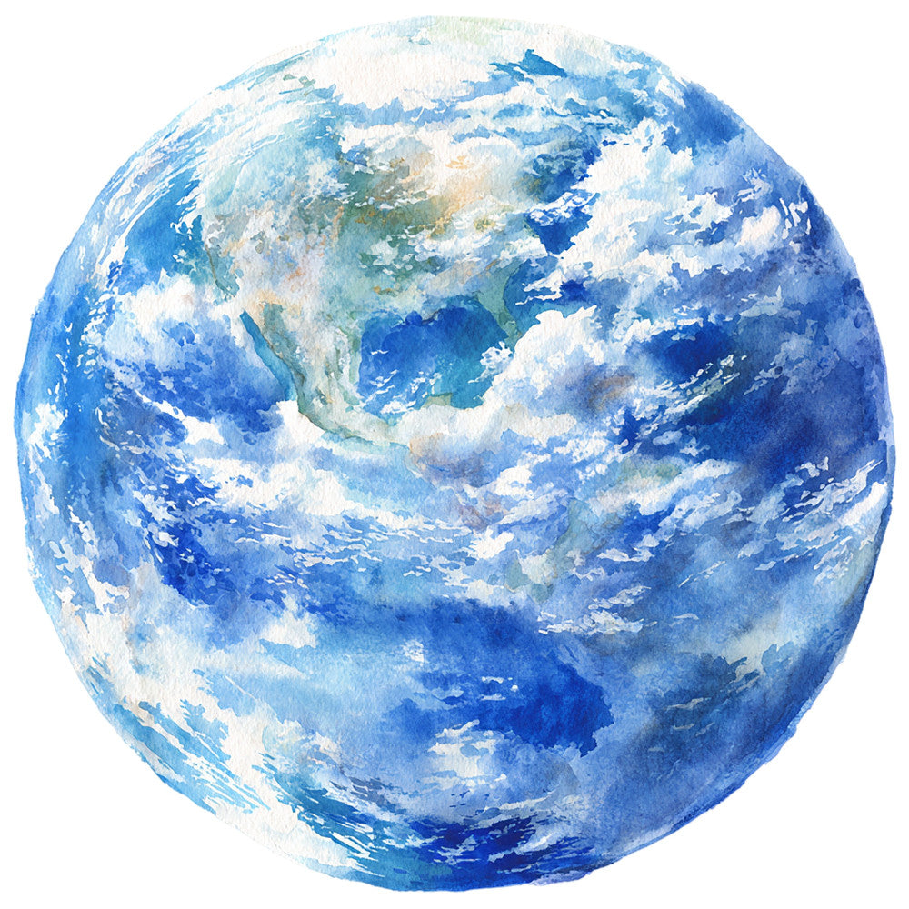 earth, planet, globe, world map, blue, white, cloud, clouds, sky, celestial, space, geography, continents, oceans, water, nature, modern, abstract, educational, realistic, metallic sheen, watercolor effect, soft blue, navy blue, light blue, aqua, geography theme, travel, exploration, science