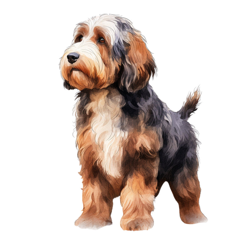 terrier, dog portrait, cute dog, fluffy dog, brown and white, cream and tan, rust orange, chocolate brown, black and brown, animal lover, pet themed, dog breeds, schnauzer, doodle dog, whimsical, charming, playful, adorable, companion animals, pet portraits, realistic illustration, detailed artwork, home decor, pillow cover, wall hanging, nursery, dog lover gift, animal illustration