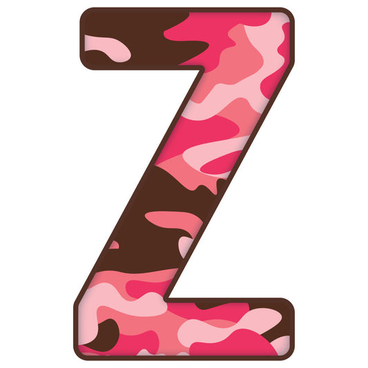 hot pink, coral pink, light pink, chocolate brown, camouflage pattern, camo, abstract, modern, playful, whimsical, bold, vibrant, letter z, alphabet, kids, children, baby, nursery, toddler, fun, contemporary, graphic, spotted, organic shapes, wavy, flowing, energetic, bright