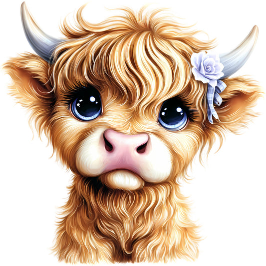 Adorable Highland Cows Fabric Panel 28