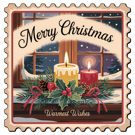 Vintage Christmas Stamps Fabric Panel 44