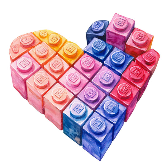 building blocks, lego bricks, colorful blocks, pink blocks, blue blocks, yellow blocks, orange blocks, purple blocks, red blocks, interlocking bricks, toy blocks, children's fabric, playful design, geometric pattern, watercolor style, craft panel, quilting fabric, kids room fabric, construction toys, stackable blocks