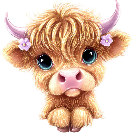 Adorable Highland Cows Fabric Panel 62
