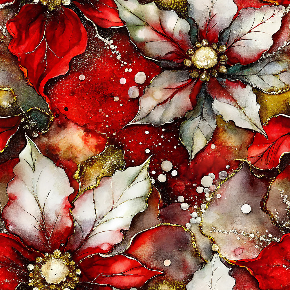 Gilded Poinsettia Reverie Pattern 10 Minky Fabric