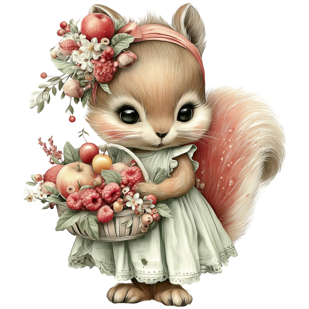 cute cat, whimsical animals, forest animal, woodland creature, floral, berries, raspberries, apples, botanical, cream, ivory, blush pink, coral pink, dusty rose, sage green, soft green, tan, beige, vintage style, cottage core, farmhouse, sweet, feminine, gentle, pastel, spring, summer, baby quilt, children's fabric, nursery