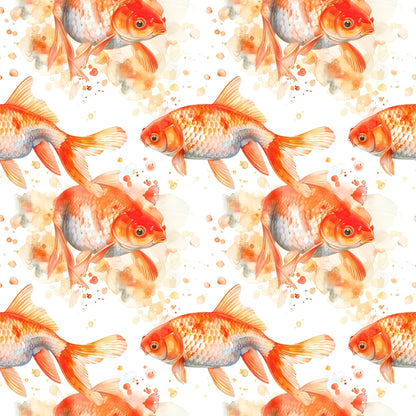 Painted Koi Pattern 16 Minky Fabric