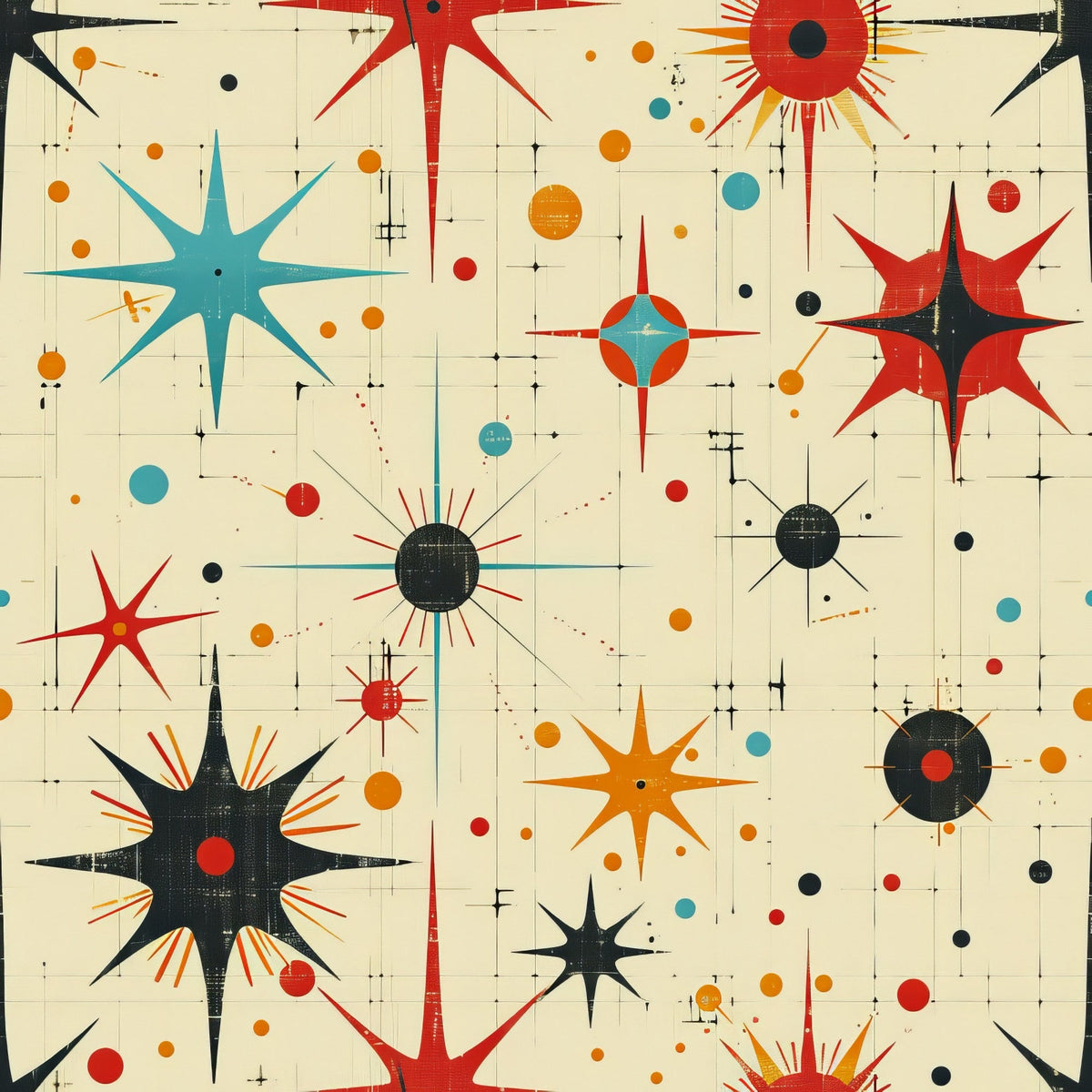 Midcentury Cosmos Pattern 19 Minky Fabric