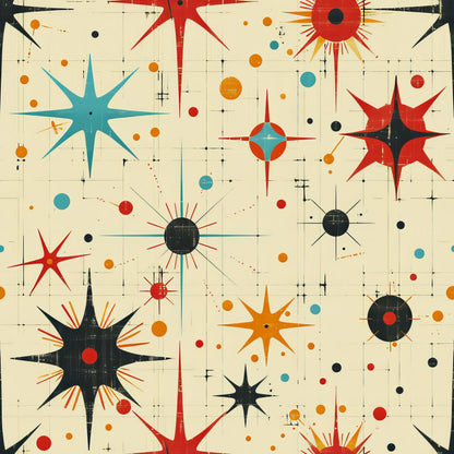 Midcentury Cosmos Pattern 19 Minky Fabric
