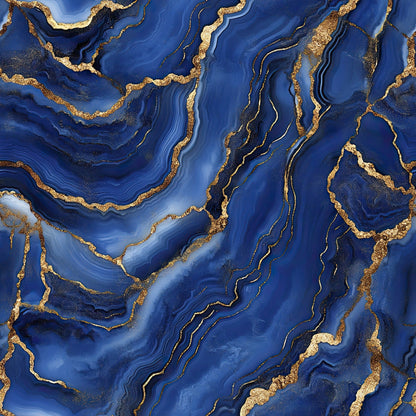 Royal Blue and Gold Agate Pattern 12 Minky Fabric