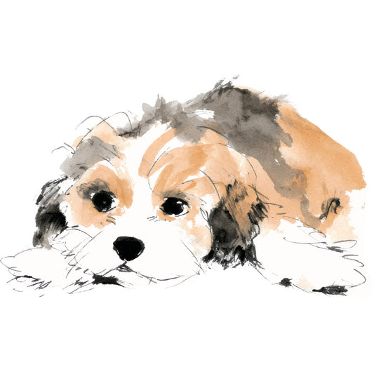 Handdrawn Doodle Dog Fabric Panel 1