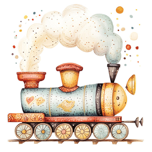 Cute Trains Fabric Panel 11