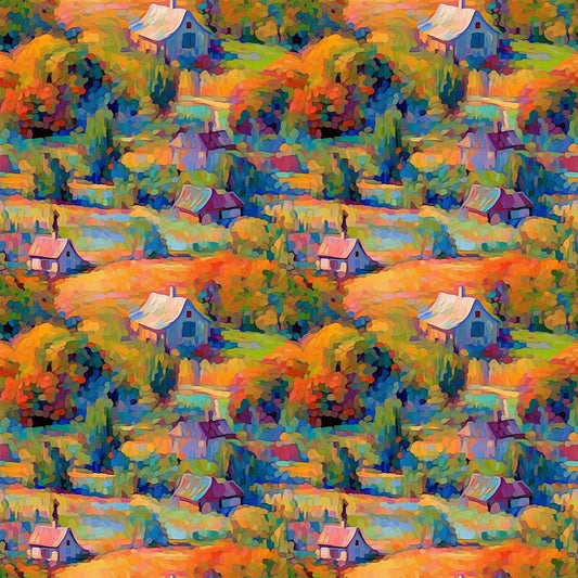 Monet Inspired Art Pattern 5 Quilting Cotton Fabric