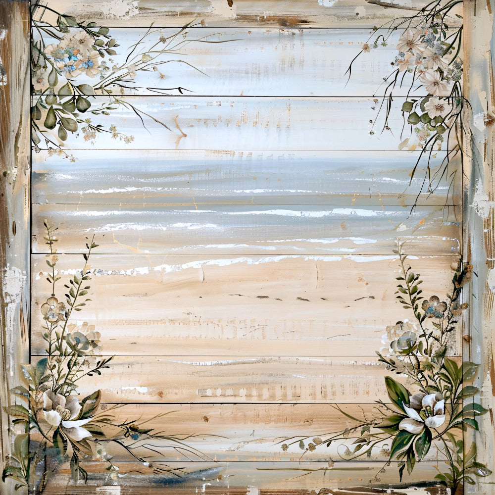 Floral Beach Scenes Fabric Panel 3