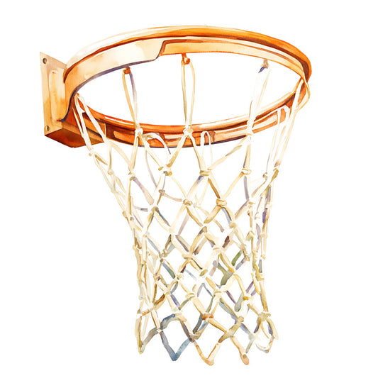 basketball hoop, sports, orange rim, cream net, athletic, tan, beige, off-white, rust orange, sports equipment, basketball court, game room, boys, men, sports themed, casual, modern, recreational, indoor sports, athletic decor, youth, team spirit, competitive sports, action, dynamic, gym, school sports, orange and cream, neutral sports, masculine