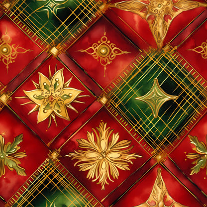 Gilded Tartan Blooms Pattern 5 Minky Fabric