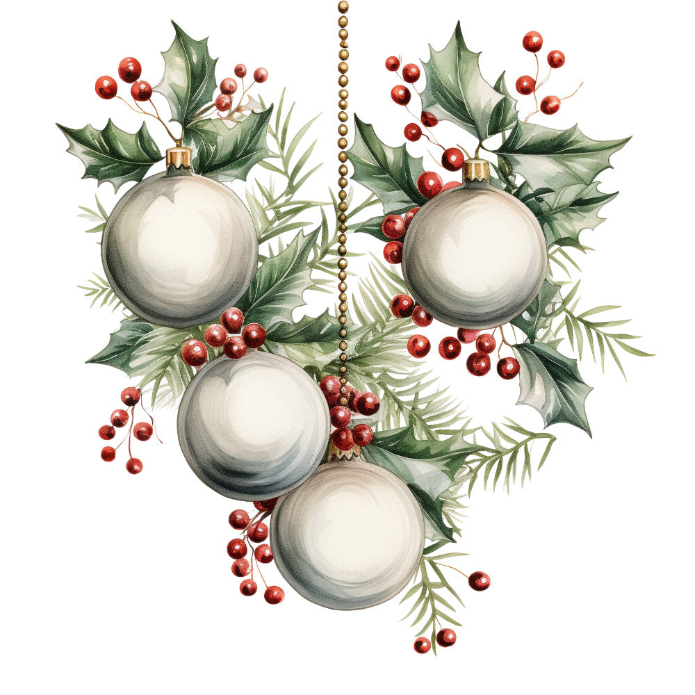 Holly and Baubles Fabric Panel 16