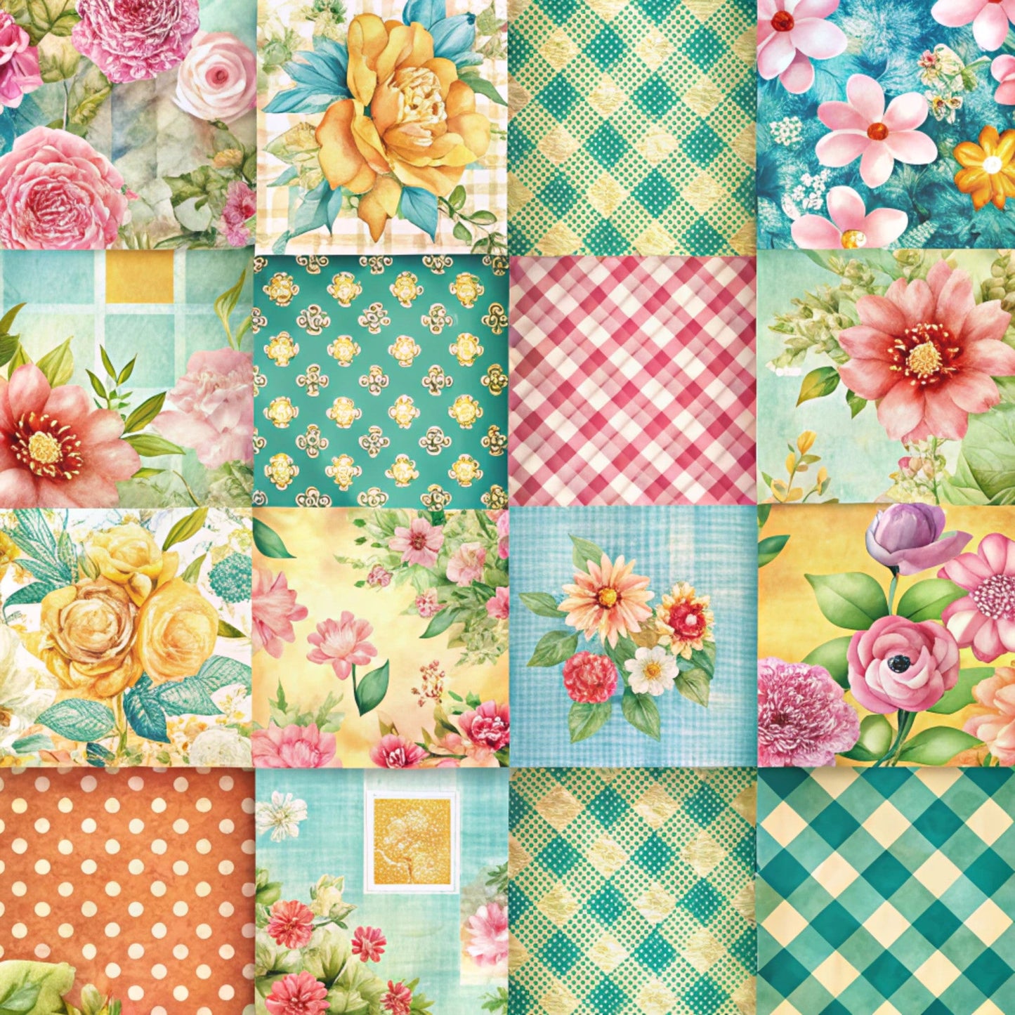 Spring Patchwork Pattern 28 Quilting Cotton Fabric
