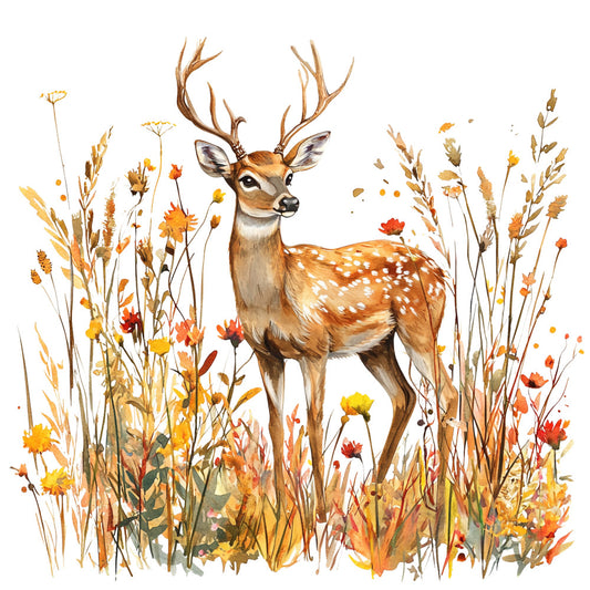 Deer in Nature Fabric Panel 3