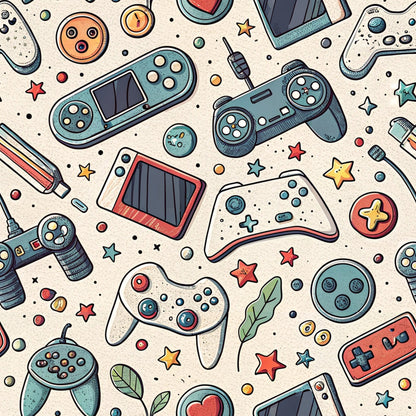 Joystick Doodles Pattern 3 Minky Fabric