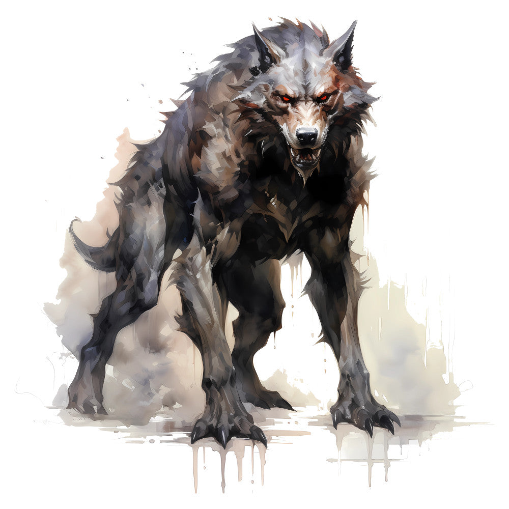 charcoal gray, dark brown, cream, beige, tan, black, fantasy, mystical, gothic, werewolf, wolf, beast, demon, creature, supernatural, dark fantasy, horror, adventure, mythical, menacing, aggressive, fierce, dramatic, moody, dark style, fantasy art, monster, transformation, magical, paranormal