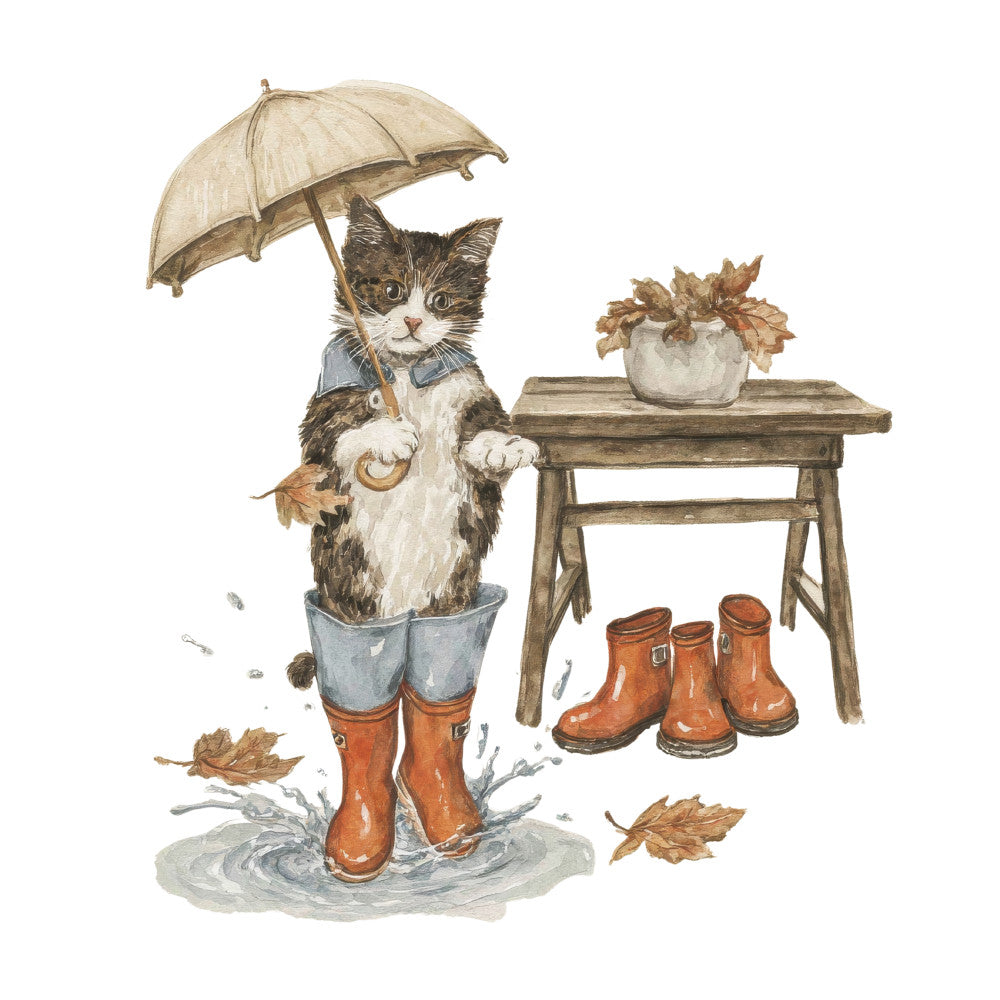 Cozy Autumn Cats Fabric Panel 58