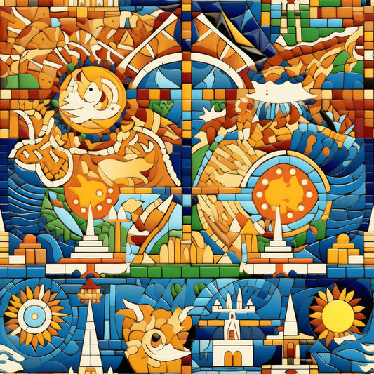 Mosaic Art Pattern 3 Quilting Cotton Fabric