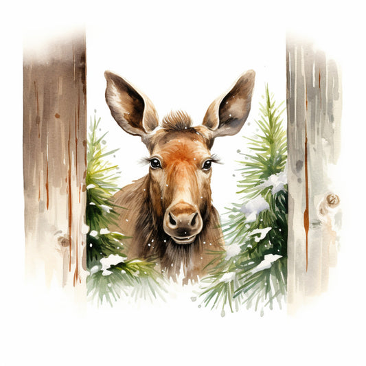 Peeking Moose Fabric Panel 12