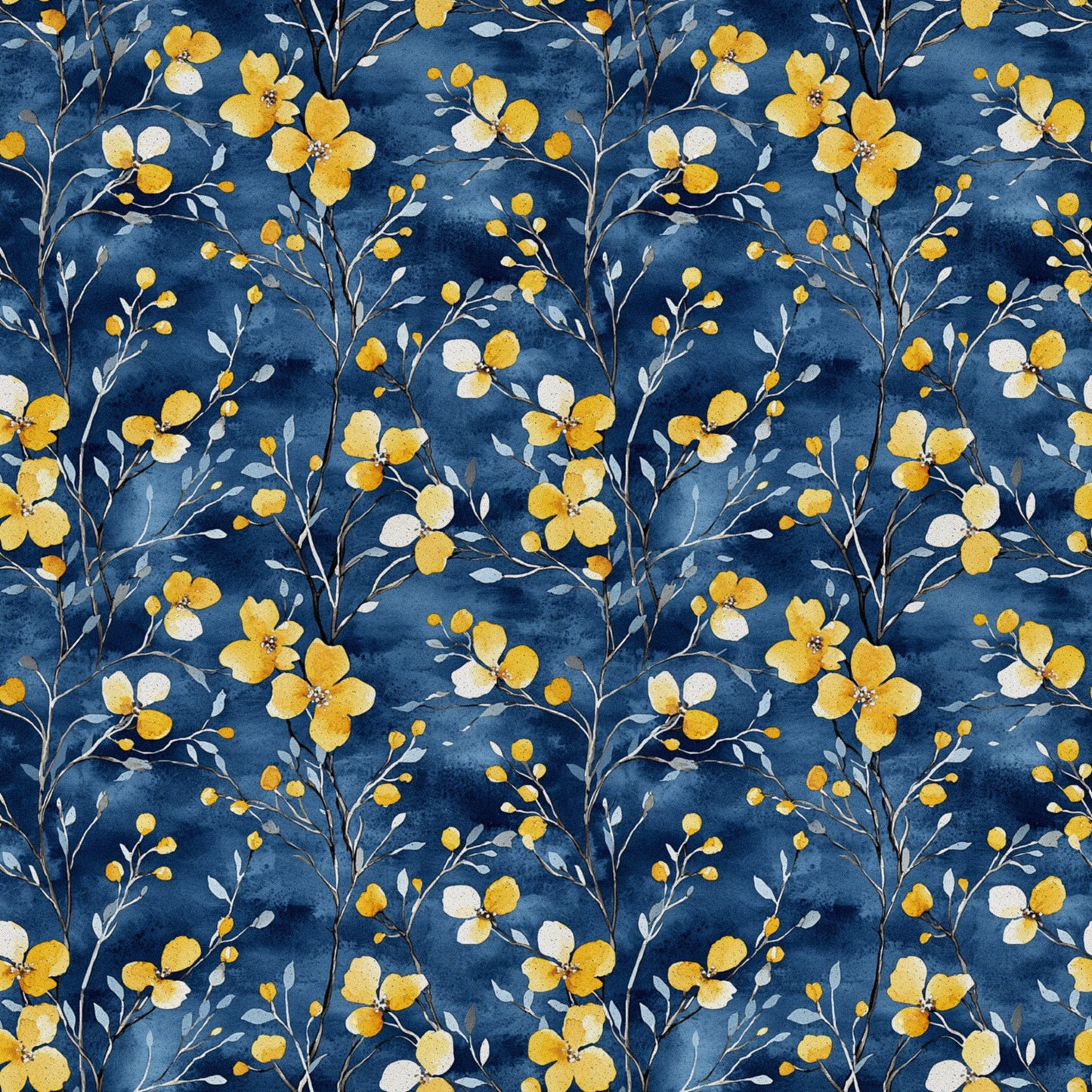Blue Jay Florals Pattern 1 Quilting Cotton Fabric