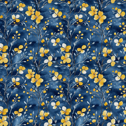 Blue Jay Florals Pattern 1 Quilting Cotton Fabric